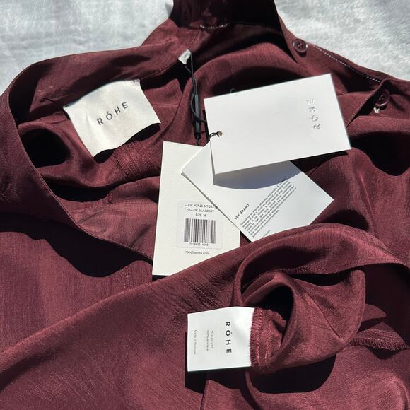 Róhe Rohe Fluid Slip Dress + Uneven Button Top Mulberry Burgundy 36 EU 4 US $990 - Picture 14 of 16